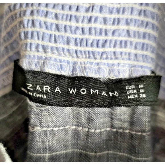 ZARA Boho Smocked Embroidered Midi Dress M Tassel Trim Multicolor Stripe Resort - Picture 6 of 16